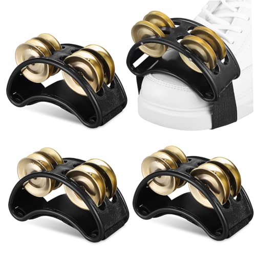 Toddmomy Foot Tambourine Set Metal Jingle Bells for Adults Boys and Girls Percussion Instruments Double Rows Music Accessory for Drum Rhythm