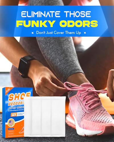 Arint Shoe Deodorizer (4 Count) - Shoes Odor Eliminator | Last for 24 Monthes, Shoe Freshener Smell Remover for Soccer Gear, Boot, Sneaker and More, White
