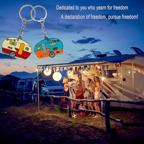 Image of Camper Keychain, Upgraded Double-Side Metal Camping Key chain, Couples RV Accessories Set of 2 for Men Women