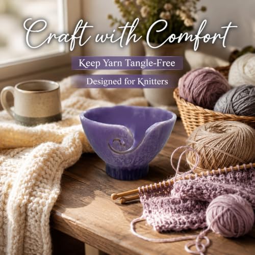 Image of Handcrafted Resin Yarn Bowl, Knitting Resin Storage Bowl, Crochet Kit Organizer. (Lavender Bloom)