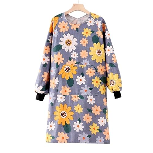 エプロン 割烹着 女性用 キャンバス ミキサー プロテイン 保育士 スモック かっぽう着 ポケット付き おしゃれ 可愛い ガーデニング 作業着 シワになりにくい エプロン おしゃれ (ヒマワリ)