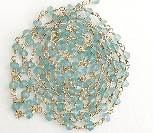Aigue-marine perles rondelles facettées LKBEADS chaîne chapelet pour création bijoux DIY