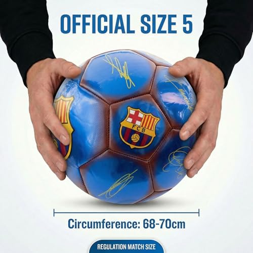 Hy-Pro Oficjalnie licencjonowana piłka nożna FC Barcelona Classic Signature, metaliczna, rozmiar 5, Barca, trening, mecz, towar, kolekcja dla dzieci i dorosłych, niebieski/czerwony