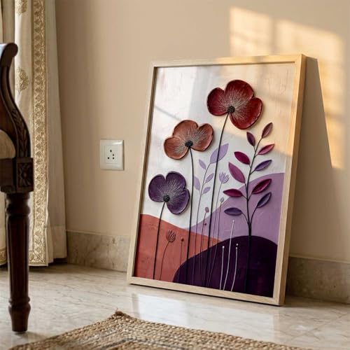 Image of kotart Aesthetic flower Art Home Decoration Painting | Floral Paintings With Frame For Living Room Bed Room Hotel Wall Decor Digital Reprint (14X20 inch)
