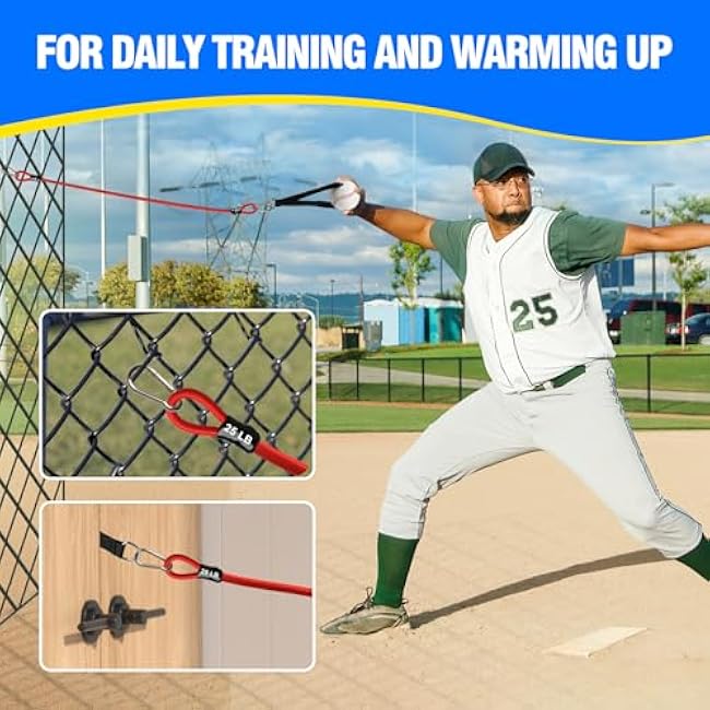 Baseball Resistance Arm Bands - Baseball Bands for Arm Strength, Durable Baseball Bands with Interchangeable Grips, Ideal for Baseball Training, Warm-Ups & Beginner Learning