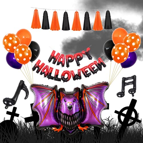 Sencangxun Halloween-Party-Dekorationen, Halloween-Banner, Latex-Luftballons, Spinne schwarze Katze Cover