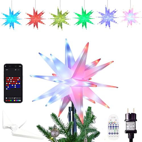 Cyraft Intelligent und Vielseitig Christbaumspitze Stern Beleuchtet,...
