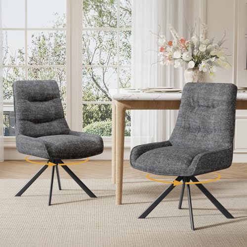 Ckaff Chaises Pivotante Salle à Manger à 360° Lot de 2, Chaises Fauteuil Salle à Manger, Chaise de Cuisine Rembourrées en Tissu Chenille pour Chambre à Coucher...
