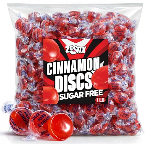 Sugar Free Cinnamon Hard Candy, 1 lb. Bag – Individually Wrapped Cinnamon Candy Discs, Old Fashioned Sugarless Candy for Candy Bowls, Office Snacks & Sharing