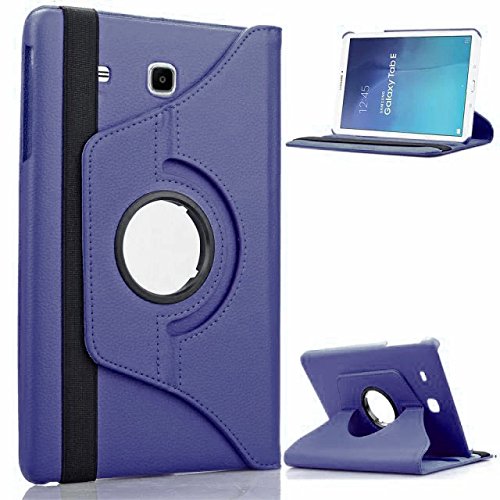 Rotate Case For Samsung Galaxy Tab A 9.7 (2015) T550 T555 P550 P555 360 Swivel Plain PU Leather Folio Stand Cover (Blue)