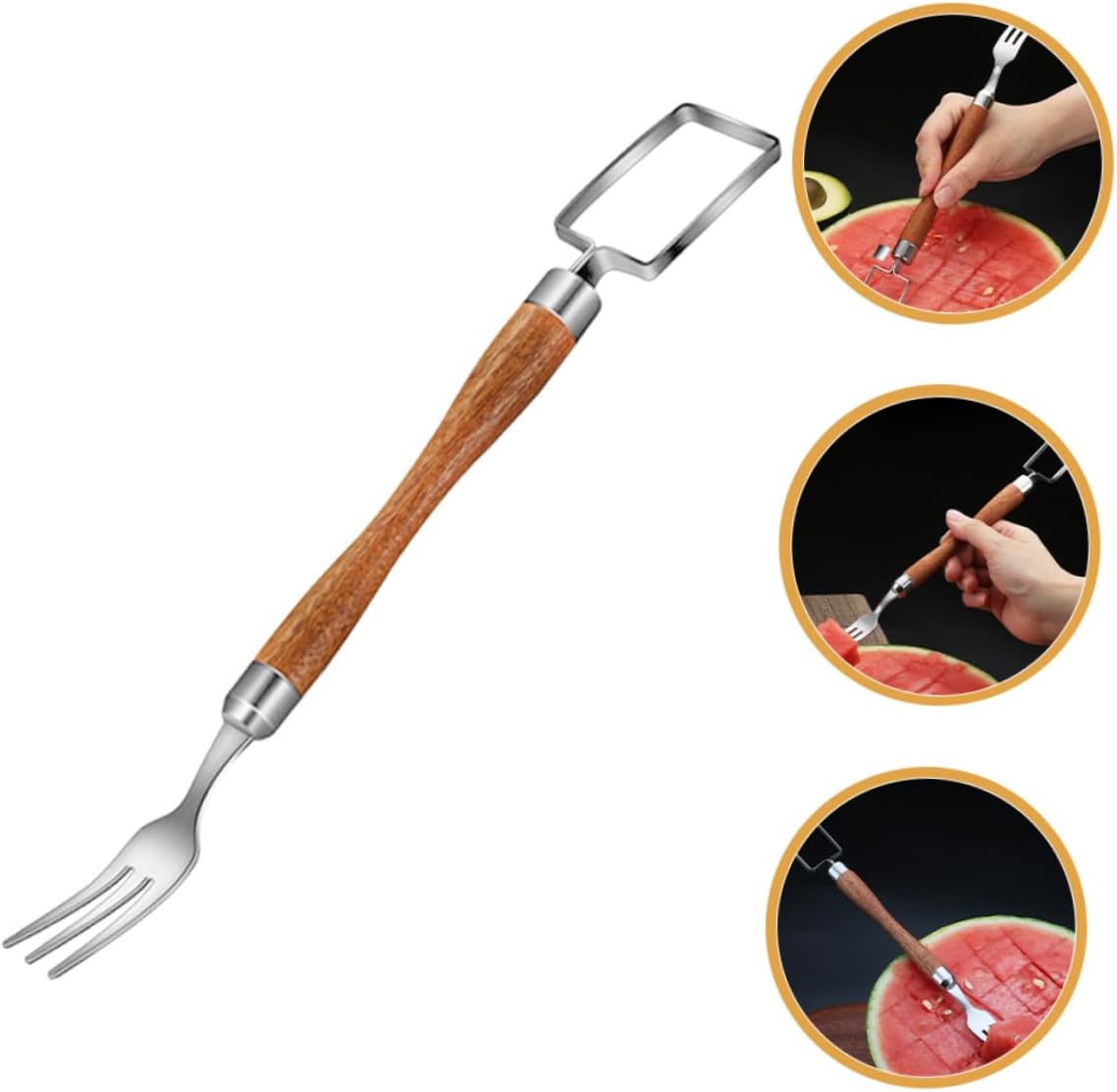 Watermelon Fork Slicer with Wood Handle 1 Stainless Steel 2
