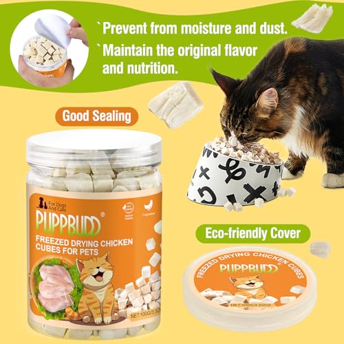 Lyophilisé Friandises pour Chat, 100g Snacks de Poulet Lyophilisés pour Chiens Chats, Friandises pour Chats d'intérieur – Image 6