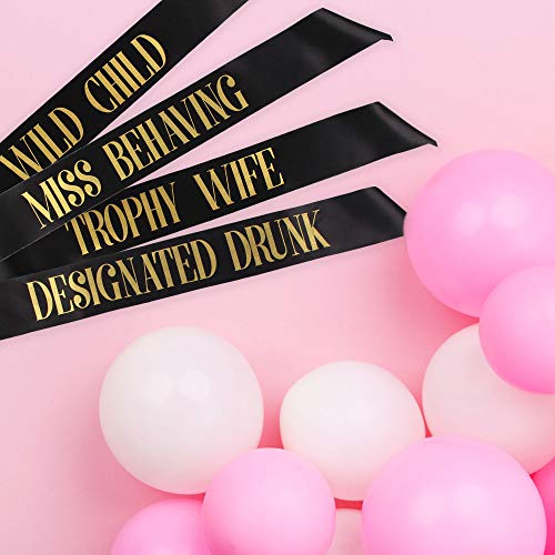 Pop Fizz Designs Bachelorette Sash Set (18 Pcs) 1 White Bride To Be Sash + 1 Maid Of Honor Sash + 17 Bachelorette Sashes For The Bride Tribe - Amazing Bachelorette Party Favors #TOP6