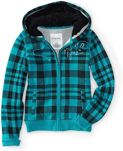 Aeropostale Womens Aero New York Plaid Full-Zip Hoodie Sweatshirt