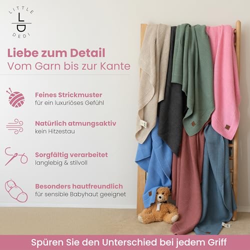 Image of Alina Soft Knit Baby Blanket 30x40 in, Pink - Oeko-Tex Certified, Breathable Swaddle & Receiving Blanket for Newborns, Crib & Stroller, Machine Washable
