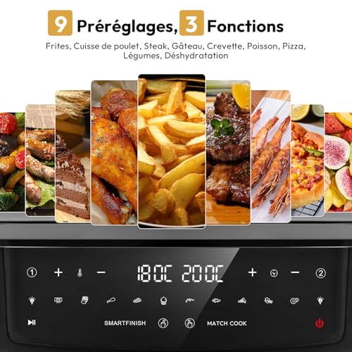 LLIVEKIT 10L Air Fryer avec Double Source de Chaleur (Haut/Bas), 2 Cavités – vue 6