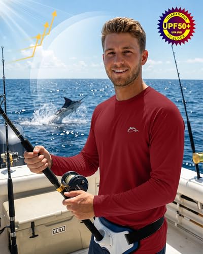 Image of FISHEAL Mens Long Sleeve Fishing Camo Shirts, UPF 50+ Sun Swim Rash Guard