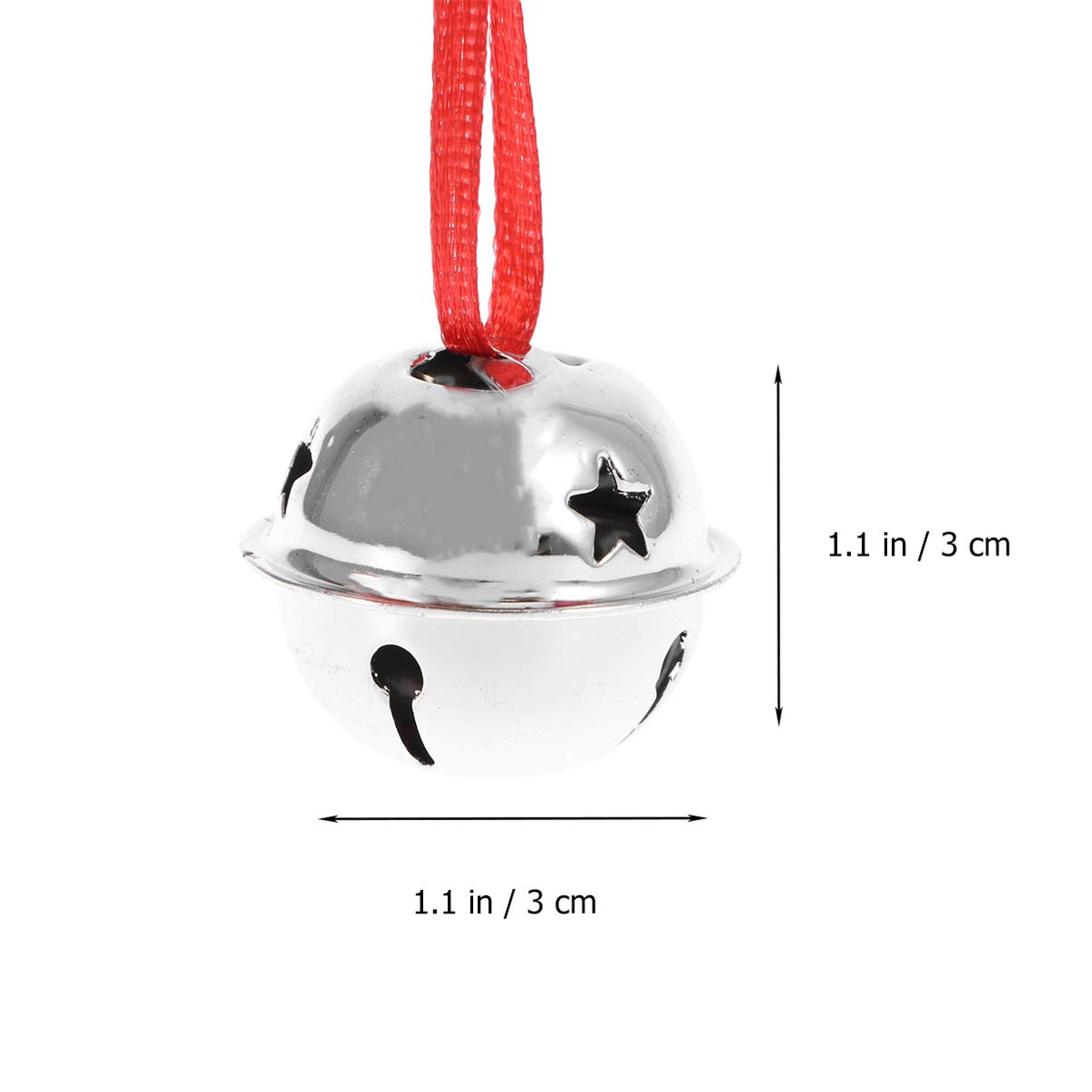 Amosfun 20 Mini Christmas Bells With Star Cutouts, Tree Decoration Ornaments for Holiday Craft Decorations With 10 m Ribbon - Image 3