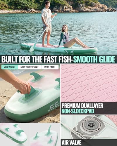 Image of 10'6''x33''Inflatable Stand Up Paddle Board, 400lbs Extra Wide Stand Up Paddleboard with Kayak Seat, Anti-Slip EVA Deck Premium SUP Accessories Kit, Non-Slip Stable Deck Boat