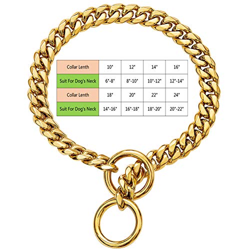 Gold Chain Cuban Link Dog Necklace Collar For Small Medium Large Dogs, Cute Chain Dog Collar #TOP3