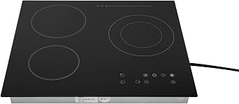 24" 3-Fire Hearth Built-In Ceramic Cooktop, 110V 2600W Countertop Portable Cooking Electric Cooktop, Radiant Touch Timer Ceramic Electric