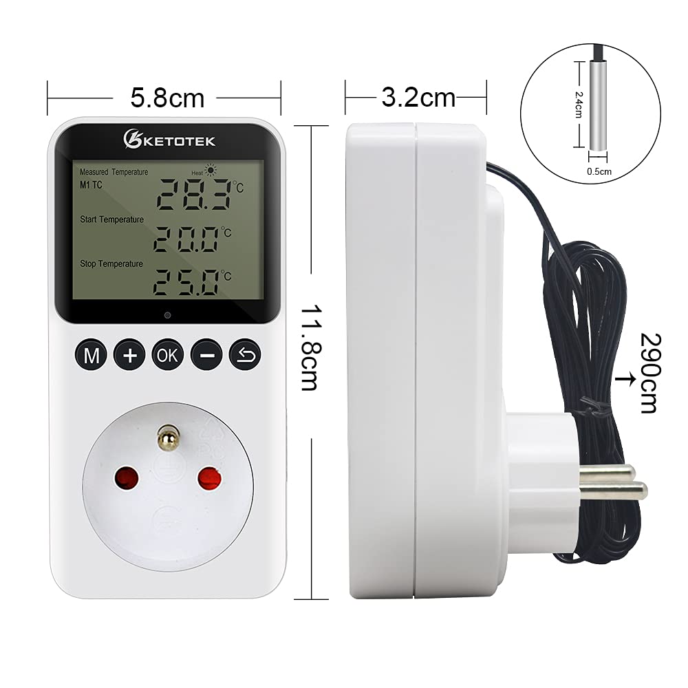 Attic Fan Thermostat Control Plug-in Thermostat Outlet - Digital Temperature Controller For Reptiles/Greenhouses (Day/Night Modes) Nest Thermostat 3rd Generation