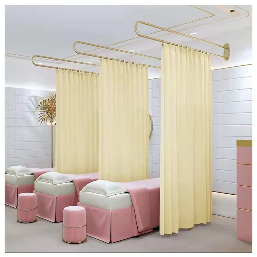 Raumteilervorhänge, transparente Vorhänge und goldene Gardinenstange, Trennvorhang für Schönheitssalon, Sichtschutzvorhänge für Wohnzimmer, Esszimmer, Vorhänge (Beige, 230 cm)