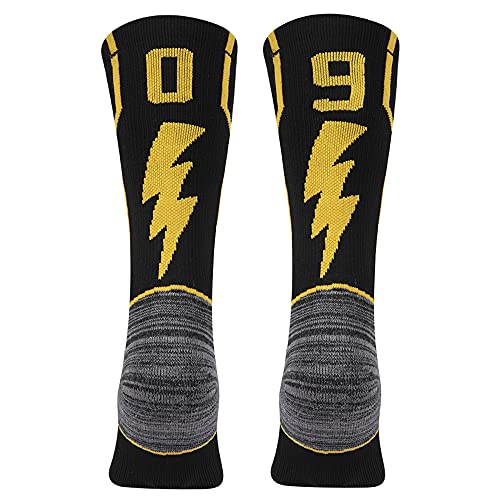 KitNSox Handball Athletic Socks, Unisex Sport Soccer Football Mid Calf ID Socks Black 1 Pair