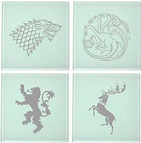 Game of Thrones Inspired Glass Coasters - Set of 4 Main House Sigils