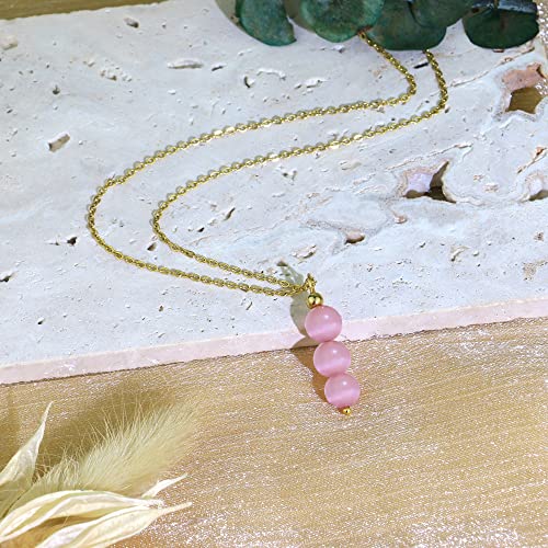 Rose Quartz Necklace Pink Necklace For Women, Crystal Jewelry As Spiritual Gifts For Daughter Pink Beaded Necklace As Rose Quartz Jewelry For Friends Crystal Pendant Necklace Healing Gifts For Girls #TOP4