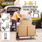 2025 Upgraded Convertible Hand Truck Dolly Cart, Heavy Duty 3 in 1 Hand Truck 500 Lbs, Folding Hand Truck Dolly with Brake Wheels, Anti-Slip Strip & 2 Elastic Ropes for Luggage Office Home Use