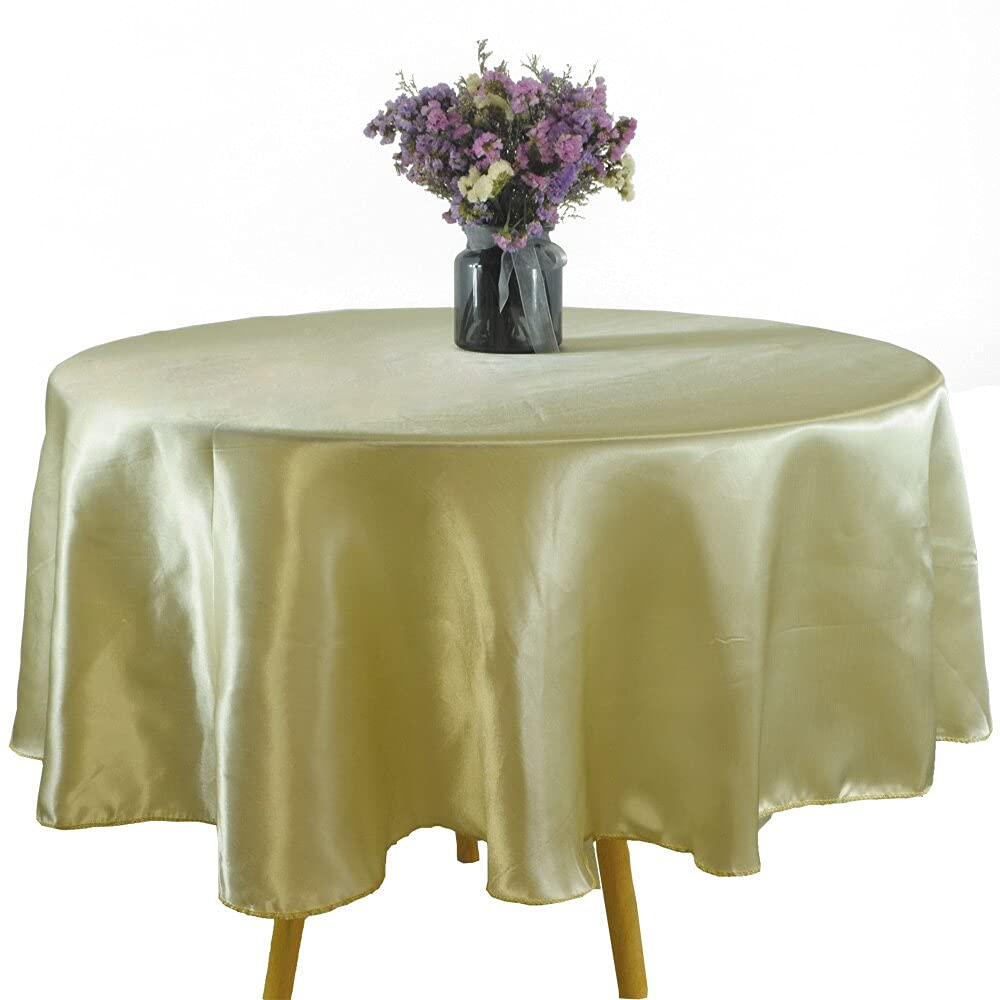 Nappe ronde satin champagne 335cm pour habiller vos tables amples