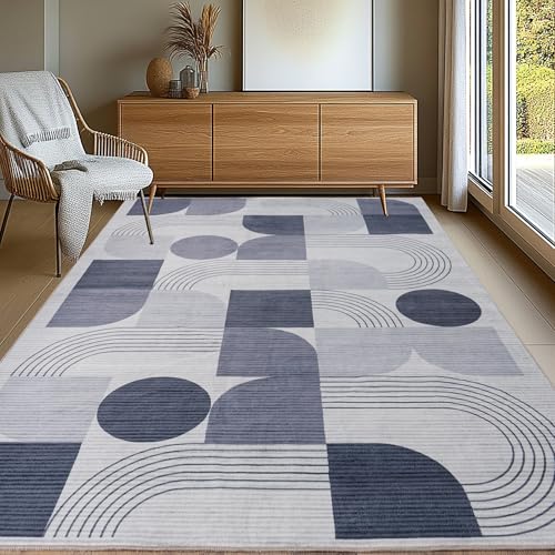 Grand tapis de luxe antidérapant et lavable pour salon moderne