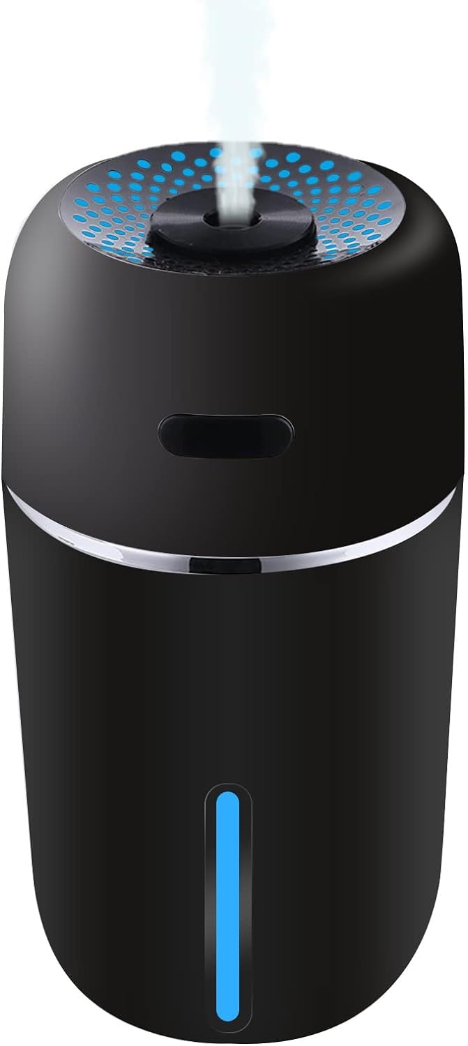 Homarket 200ML Car Mini USB Humidifier,Capacity,Used for Car Office Room living Room Facial hydration Aromatherapy-Black