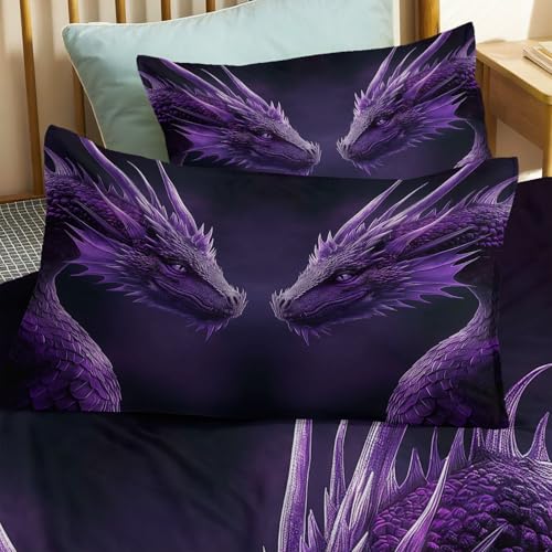 Housse de couette 160x200 violette sans repassage zippée - 6