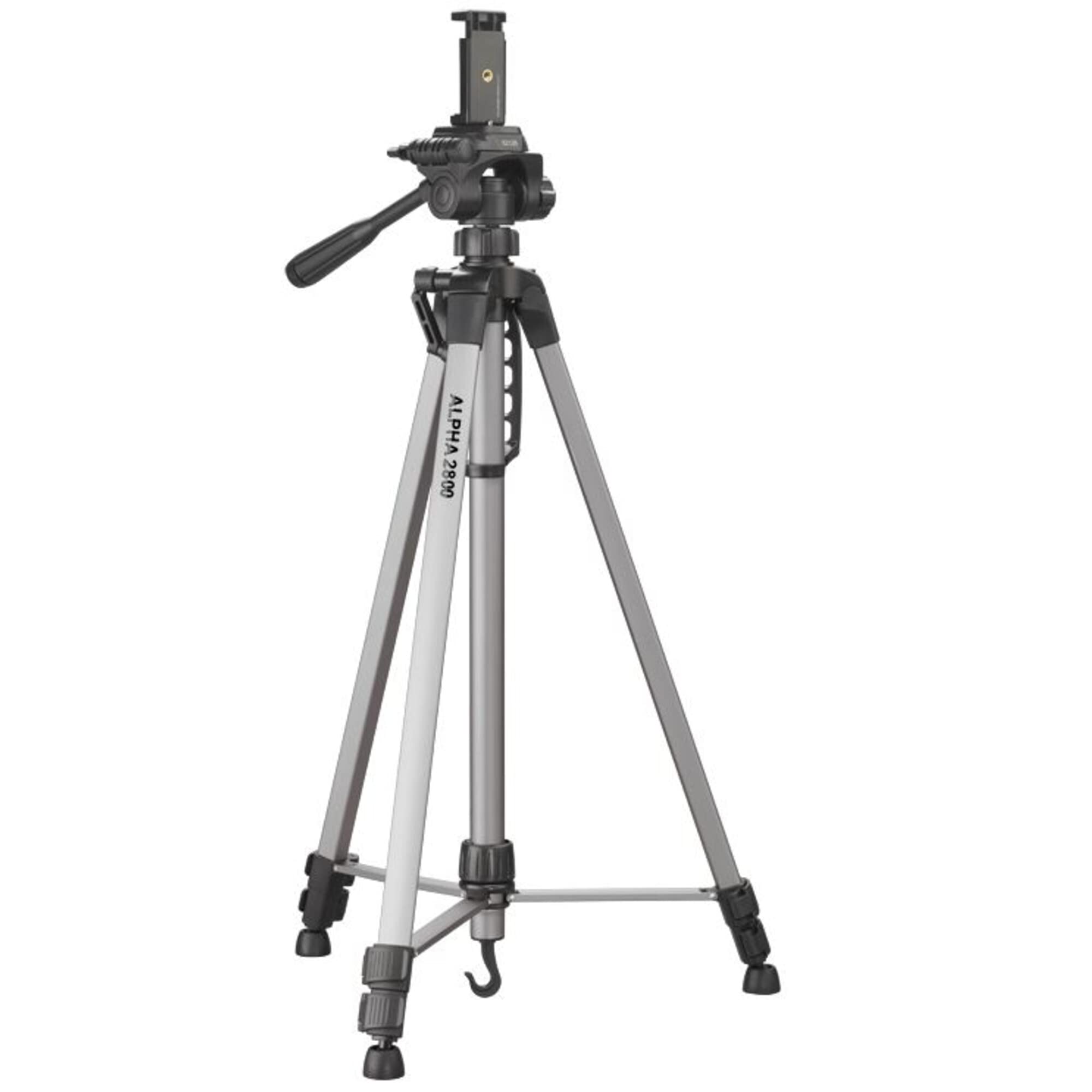 CULLMANN - 52129 - Alpha 2800 Treppiede mobile con supporto per smartphone (184, 5 cm di altezza, con testa a 3 vie, 2 prolunghe) argento