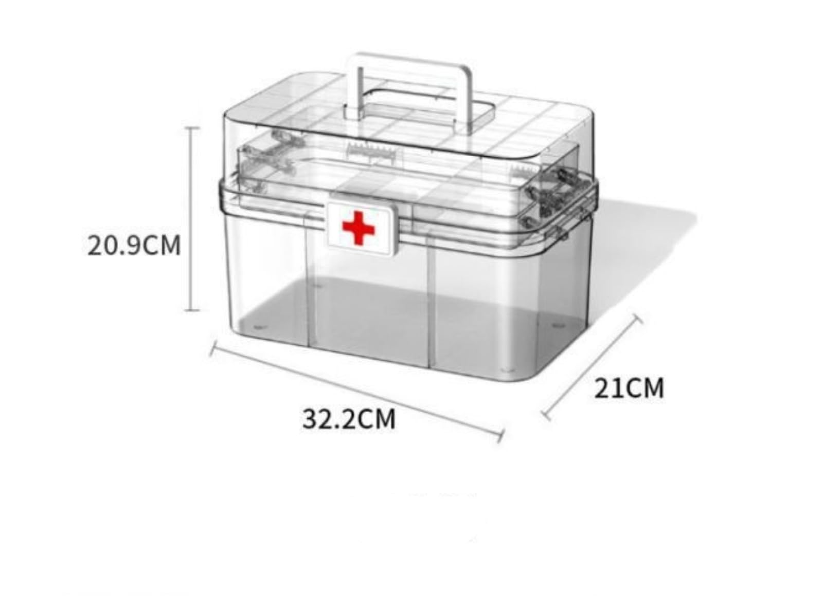 Box Organizzatore Per Medicine Grande – Doppio Strato Trasparente Con Maniglia, Portatile Per Viaggio, Auto E Casa