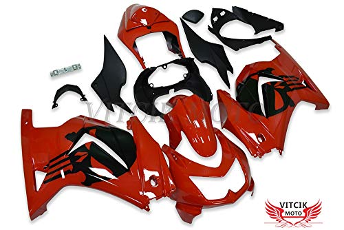 Vitcik (Fairing Kits Fit For Ex250R Ninja 250 Ex-250R Zx250 2008 2009 2010 2011 2012) Plastic Abs Injection Mold Complete Motorcycle Body Aftermarket Bodywork Frame (Red & Black) A065 #TOP1