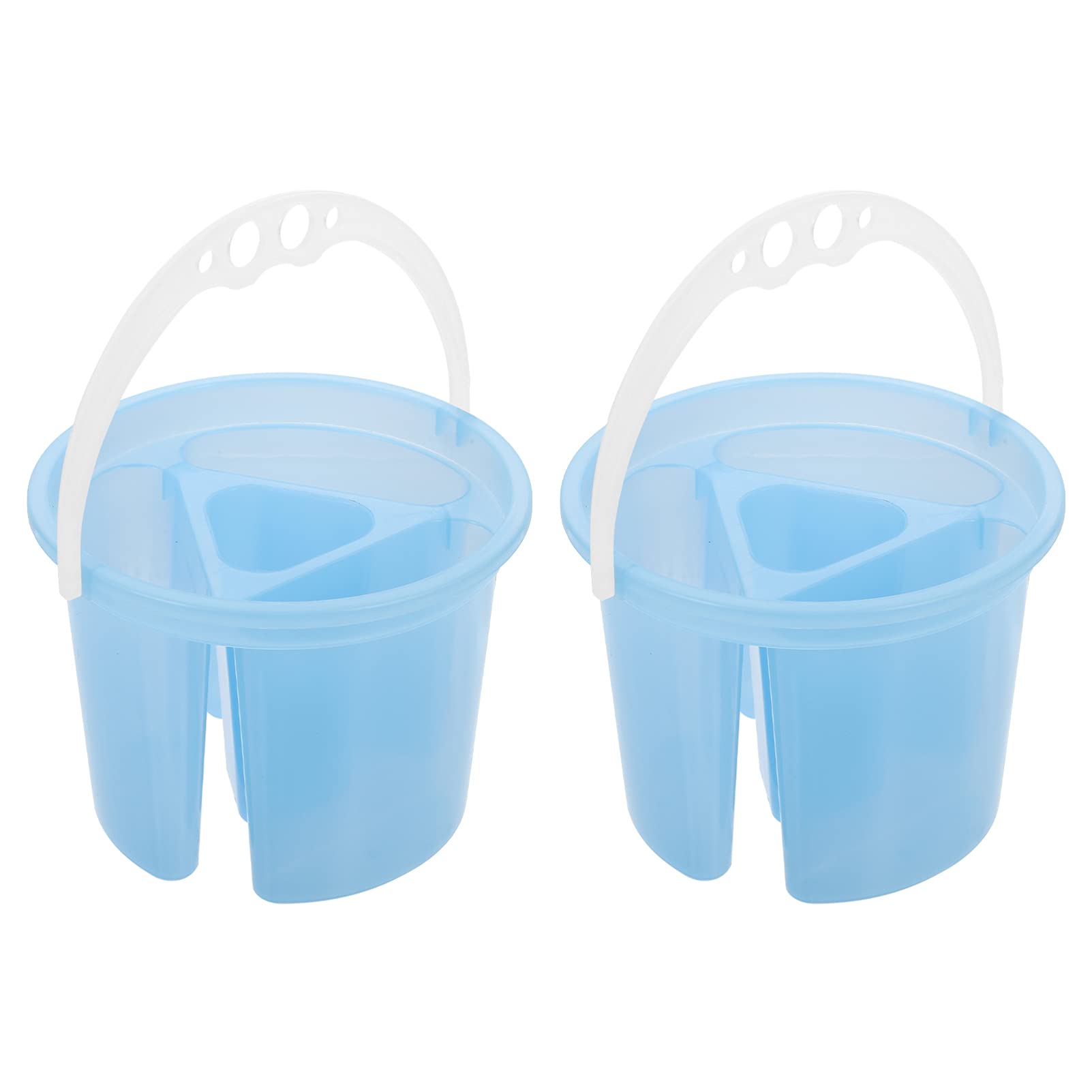 EXCEART 2Pcs Artist Brush Basins Painting Beushes Bucket with Brush Houlder Handle Wash Tanks Painting Water Pots Containers Watercolor Painting Tools Blue - Image 5