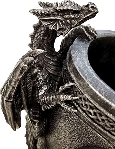 DWK - Literary Beasts - Twin Double Dragon Celtic Gothic Pen Pencil Desk Organizer Makeup Brush Holder Art Supply Caddy Home Office Accent Storage Accessory, Antique Silver Pewter, 6.5-inch 4 DWK - Literary Beasts - Twin Double Dragon Celtic Gothic Pen Pencil Desk Organizer Makeup Brush Holder Art Supply Caddy Home Office Accent Storage Accessory, Antique Silver Pewter, 6.5-inch - Image 4
