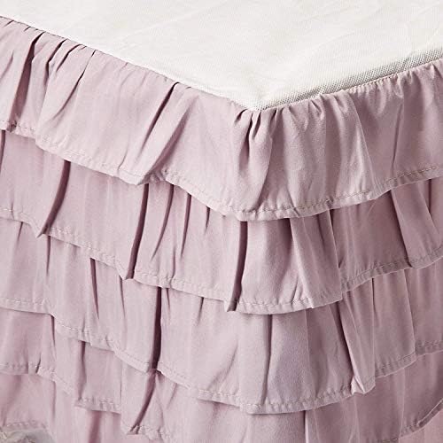 Elegant Comfort Luxurious Premium Quality 1500 Thread Count Wrinkle and Fade Resistant Egyptian Quality Microfiber Multi-Ruffle Bed Skirt - 15inch Drop, Queen, Lilac/Lavender