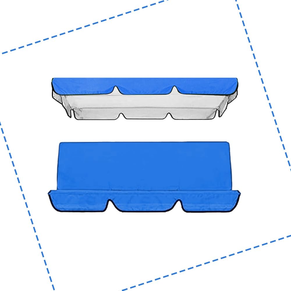 SMCMGECEUZ Waterproof Swing Canopy Replacement Porch Swing Chair Canopy Replacement, Outdoor Patio Swing Top Cover Swing Seat Cover For Garden Swing Chair(Blue,142x120cm(56x47in))