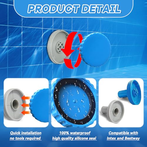 CHIHOLEN Winterverschluss Set für Intex und Bestway Pools, 2 Stück Winterstopfen Pool mit Passenden Dichtungen, Pool Zubehör, Frostsicher & Dicht Winterverschlusskappe Pool
