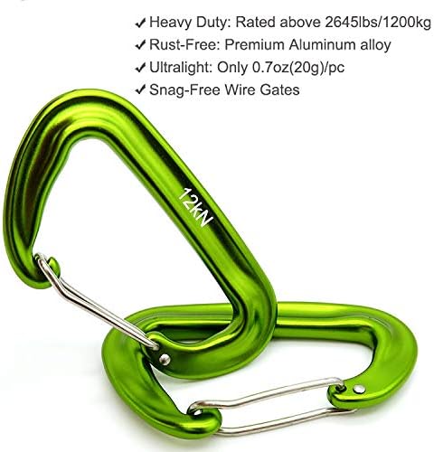 12kN 3.2"x2" Heavy-Duty Carabiner Clips - Durable, Lightweight Aluminum Alloy Carabiners for Hiking, Camping, Keychains, Dog Leashes, Hammocks & More - Image 2