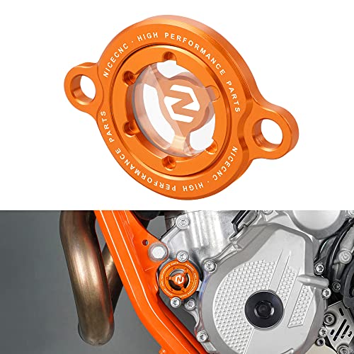NICECNC Naranja Cubierta de la Tapa del Filtro de Aceite del Motor Compatible with KTM 250 350 SX-F XC-F EXC-F 14-22 400 XCW SXF 09-10 530 EXC XCW 09-11 450XCF 16-22,GasGas MC EX 250F/350F/450F Cover