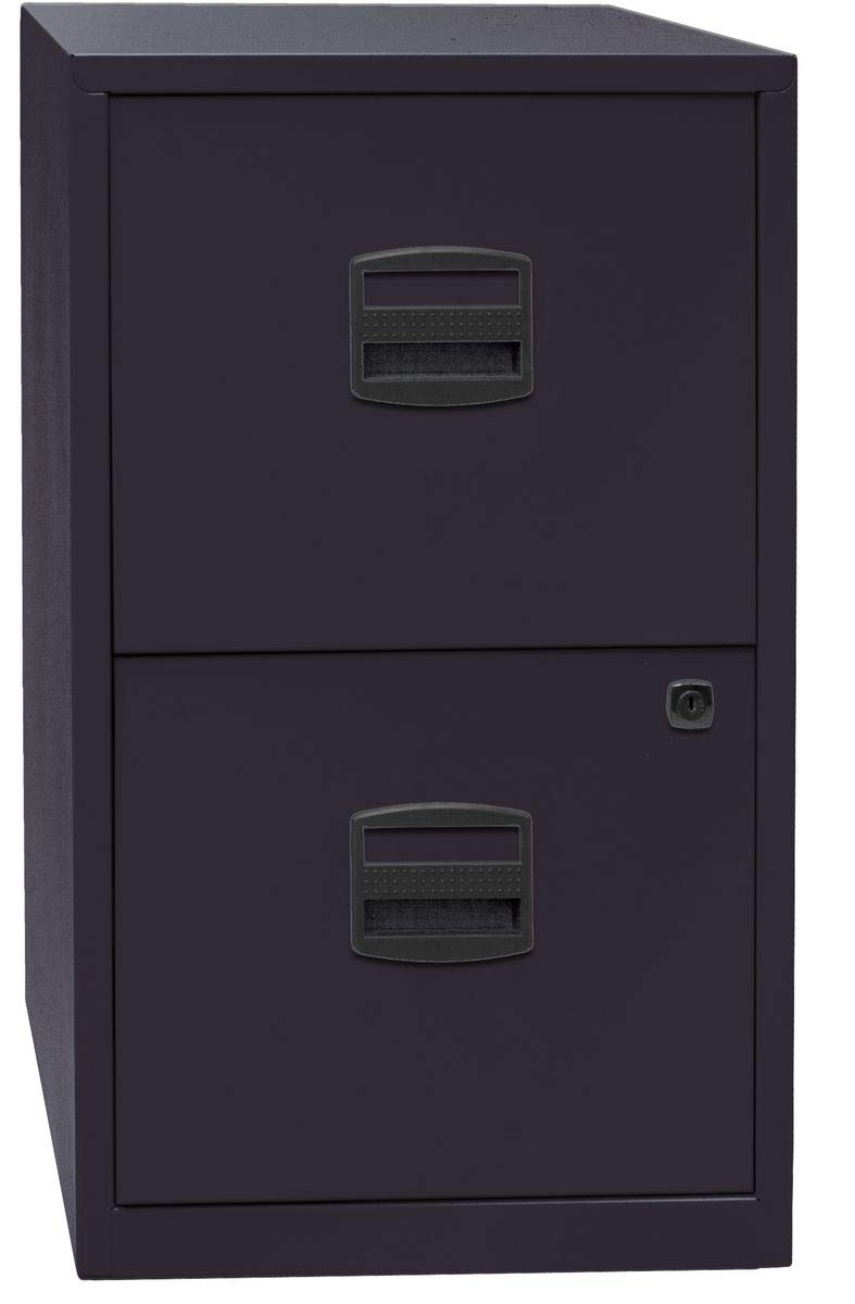 Bisley Home PFA - Armadietto con 2 cassetti, in Metallo, 633 Nero, 40 x 41,3 x 67,2 cm