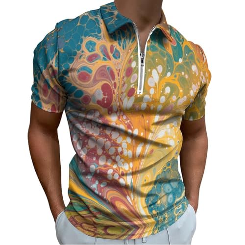 Polo tourbillon d'encre bleu-vert idéal pour le golf et les sorties casual