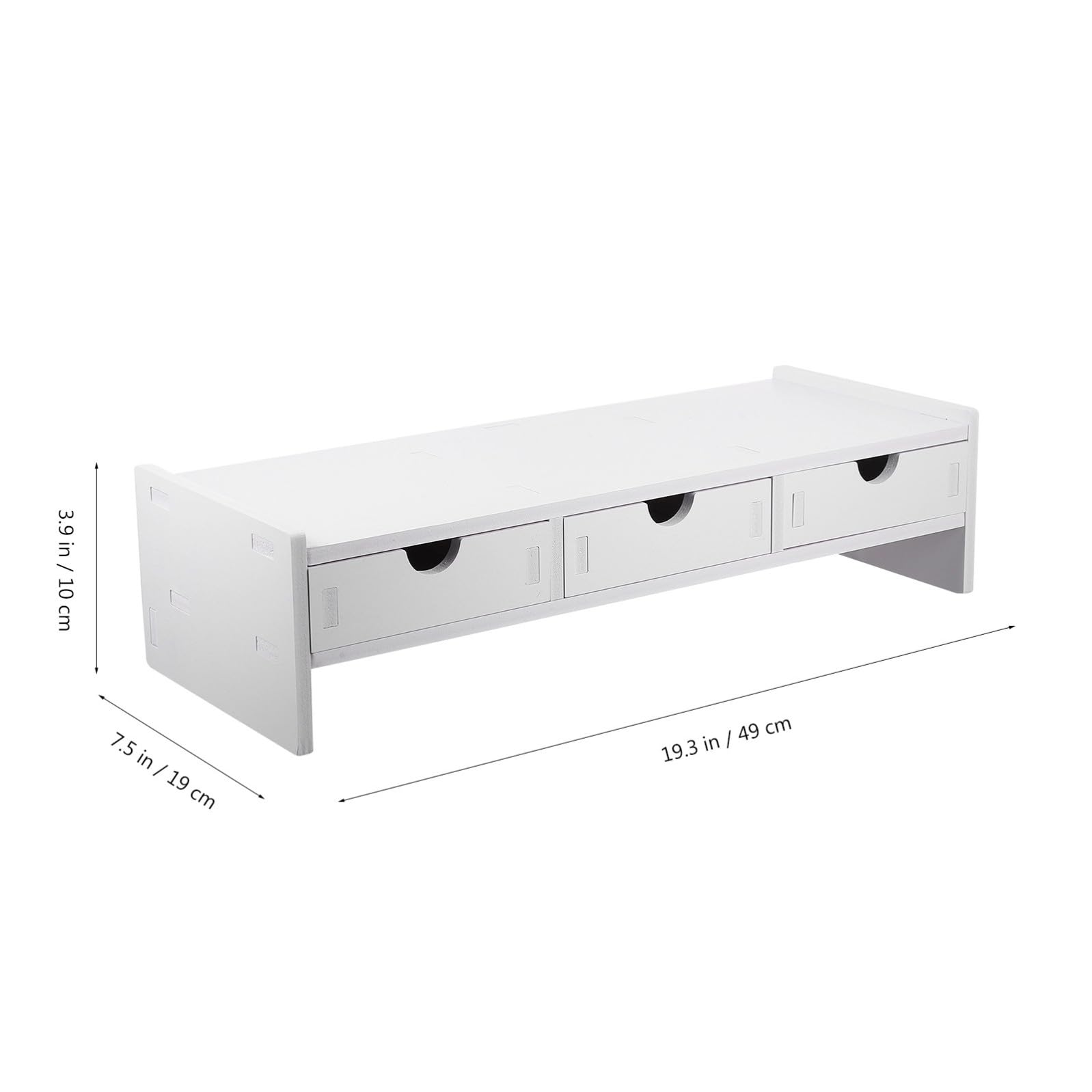 Support de Moniteur Blanc à Trois Tiroirs en Pvc, Rehausseur