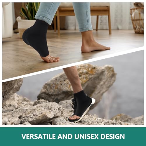 Image of Welnove Achilles Tendonitis Heel Protector Socks - 4 Pcs Achilles Tendon Support Compression Socks - Gel Padded Sleeve for Cushion & Protection of Bursitis, Tenderness, Dry Cracked (Black,Larger)