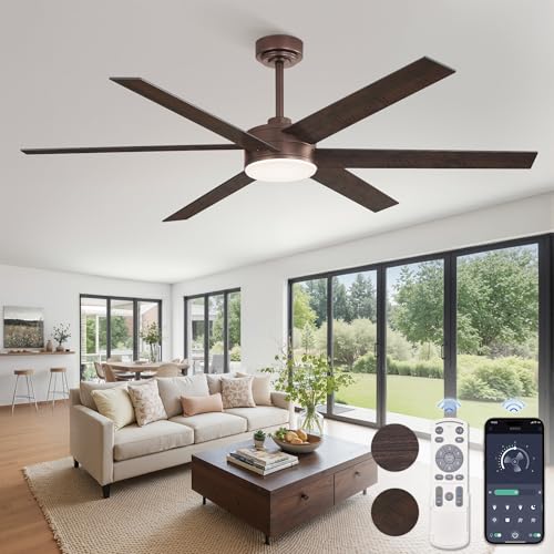 Image of Fanbulous 60 inch Outdoor Ceiling Fans with Lights, Dimmable 3CCT, Brown